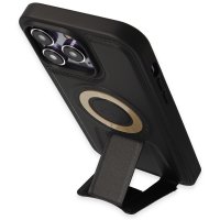 Newface iPhone 14 Pro Max Kılıf Merkür Magneticsafe Standlı Kapak - Siyah