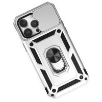Newface iPhone 14 Pro Max Kılıf Pars Lens Yüzüklü Silikon - Gümüş