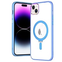 Newface iPhone 15 Kılıf Mudo Magneticsafe Standlı Kapak - Sierra Blue