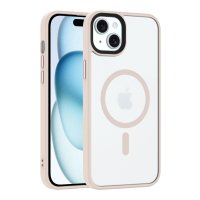 Newface iPhone 15 Plus Kılıf Trex Magneticsafe Kapak - Pudra