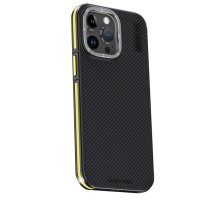 Joko iPhone 15 Pro Kılıf Aramid 600D Kevlar Karbon Fiber Magsafe Kapak - Sarı