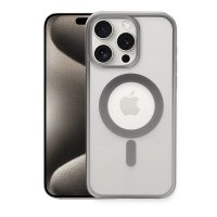 Newface iPhone 15 Pro Kılıf Erozi Magsafe Kapak - Gümüş