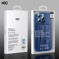 HDD iPhone 15 Pro Kılıf HD Deri Kartvizitli Kapak - Derin Mor