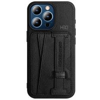 HDD iPhone 15 Pro Kılıf HD Deri Kartvizitli Kapak - Siyah