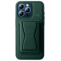 HDD iPhone 15 Pro Kılıf HD Deri Luxury Magnet Kartvizitli Kapak - Koyu Yeşil