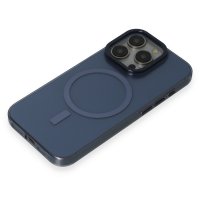 Newface iPhone 15 Pro Max Kılıf Anka PC Magneticsafe Sert Metal Kapak - Lacivert