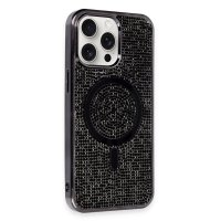 Newface iPhone 15 Pro Max Kılıf Diamond Magsafe Kapak - Siyah