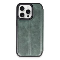 Newface iPhone 15 Pro Max Kılıf Flip Cover - Koyu Yeşil