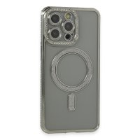 Newface iPhone 15 Pro Max Kılıf Joke Simli Magneticsafe Kılıf - Gri