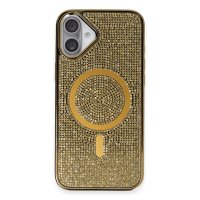 Newface iPhone 16 Kılıf Diamond Magsafe Kapak - Gold