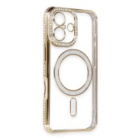 Newface iPhone 16 Kılıf Joke Simli Magneticsafe Kılıf - Gold