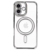 Newface iPhone 16 Kılıf Joke Simli Magneticsafe Kılıf - Gri