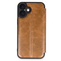 Newface iPhone 16 Plus Kılıf Flip Cover - Taba