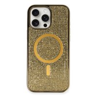 Newface iPhone 16 Pro Kılıf Diamond Magsafe Kapak - Gold