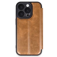 Newface iPhone 16 Pro Kılıf Flip Cover - Taba