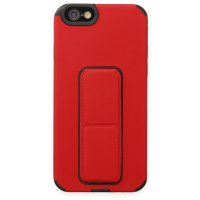Newface iPhone 6 Kılıf Mega Standlı Silikon - Kırmızı