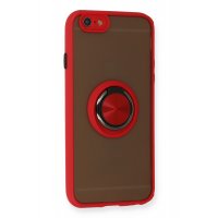 Newface iPhone 6 Kılıf Montreal Yüzüklü Silikon Kapak - Kırmızı