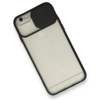 Newface iPhone 6 Kılıf Palm Buzlu Kamera Sürgülü Silikon - Siyah