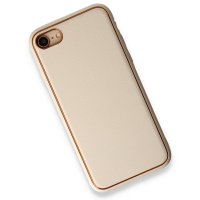 Newface iPhone 7 Kılıf Coco Deri Silikon Kapak - Gold