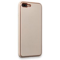 Newface iPhone 7 Plus Kılıf Coco Deri Silikon Kapak - Gold