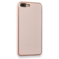 Newface iPhone 7 Plus Kılıf Coco Deri Silikon Kapak - Pembe