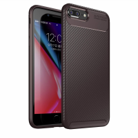 Newface iPhone 7 Plus Kılıf Focus Karbon Silikon - Kahverengi