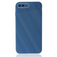 Newface iPhone 7 Plus Kılıf Glass Kapak - Mavi
