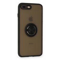 Newface iPhone 7 Plus Kılıf Montreal Yüzüklü Silikon Kapak - Siyah