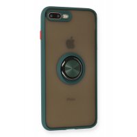 Newface iPhone 7 Plus Kılıf Montreal Yüzüklü Silikon Kapak - Yeşil