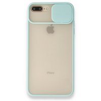 Newface iPhone 7 Plus Kılıf Palm Buzlu Kamera Sürgülü Silikon - Turkuaz