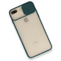 Newface iPhone 7 Plus Kılıf Palm Buzlu Kamera Sürgülü Silikon - Yeşil