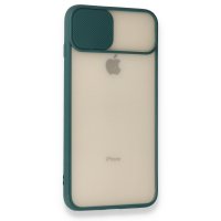 Newface iPhone 7 Plus Kılıf Palm Buzlu Kamera Sürgülü Silikon - Yeşil