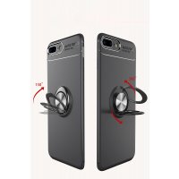 Newface iPhone 7 Plus Kılıf Range Yüzüklü Silikon - Siyah-Mavi