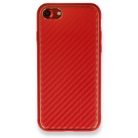 Newface iPhone 8 Kılıf Coco Karbon Silikon - Kırmızı
