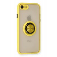 Newface iPhone 8 Kılıf Montreal Yüzüklü Silikon Kapak - Sarı