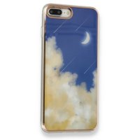 Newface iPhone 8 Plus Kılıf Çiçekli Silikon - Lacivert