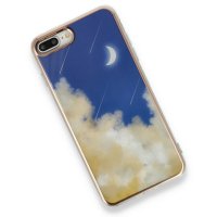 Newface iPhone 8 Plus Kılıf Çiçekli Silikon - Lacivert