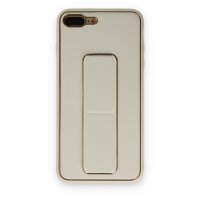 Newface iPhone 8 Plus Kılıf Coco Deri Standlı Kapak - Beyaz