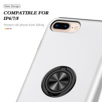 Newface iPhone 8 Plus Kılıf Elit Yüzüklü Kapak - Gümüş