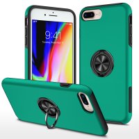 Newface iPhone 8 Plus Kılıf Elit Yüzüklü Kapak - Yeşil