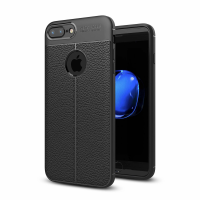 Newface iPhone 8 Plus Kılıf Focus Derili Silikon - Siyah
