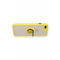 Newface iPhone 8 Plus Kılıf Montreal Yüzüklü Silikon Kapak - Sarı
