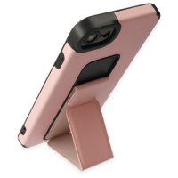 Newface iPhone SE 2020 Kılıf Mega Standlı Silikon - Pudra