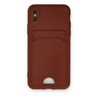 Newface iPhone X Kılıf Kelvin Kartvizitli Silikon - Bordo