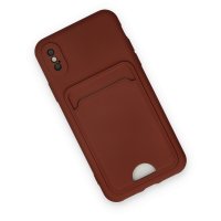 Newface iPhone X Kılıf Kelvin Kartvizitli Silikon - Bordo