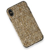 Newface iPhone XS Kılıf Ottoman Kumaş Silikon - Krem