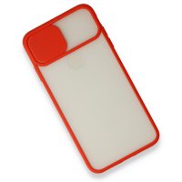 Newface iPhone XS Kılıf Palm Buzlu Kamera Sürgülü Silikon - Kırmızı