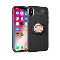 Newface iPhone X Kılıf Range Yüzüklü Silikon - Siyah-Gold