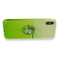 Newface iPhone X Kılıf Simli Yüzüklü Silikon - Yeşil