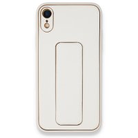Newface iPhone XR Kılıf Coco Deri Standlı Kapak - Beyaz